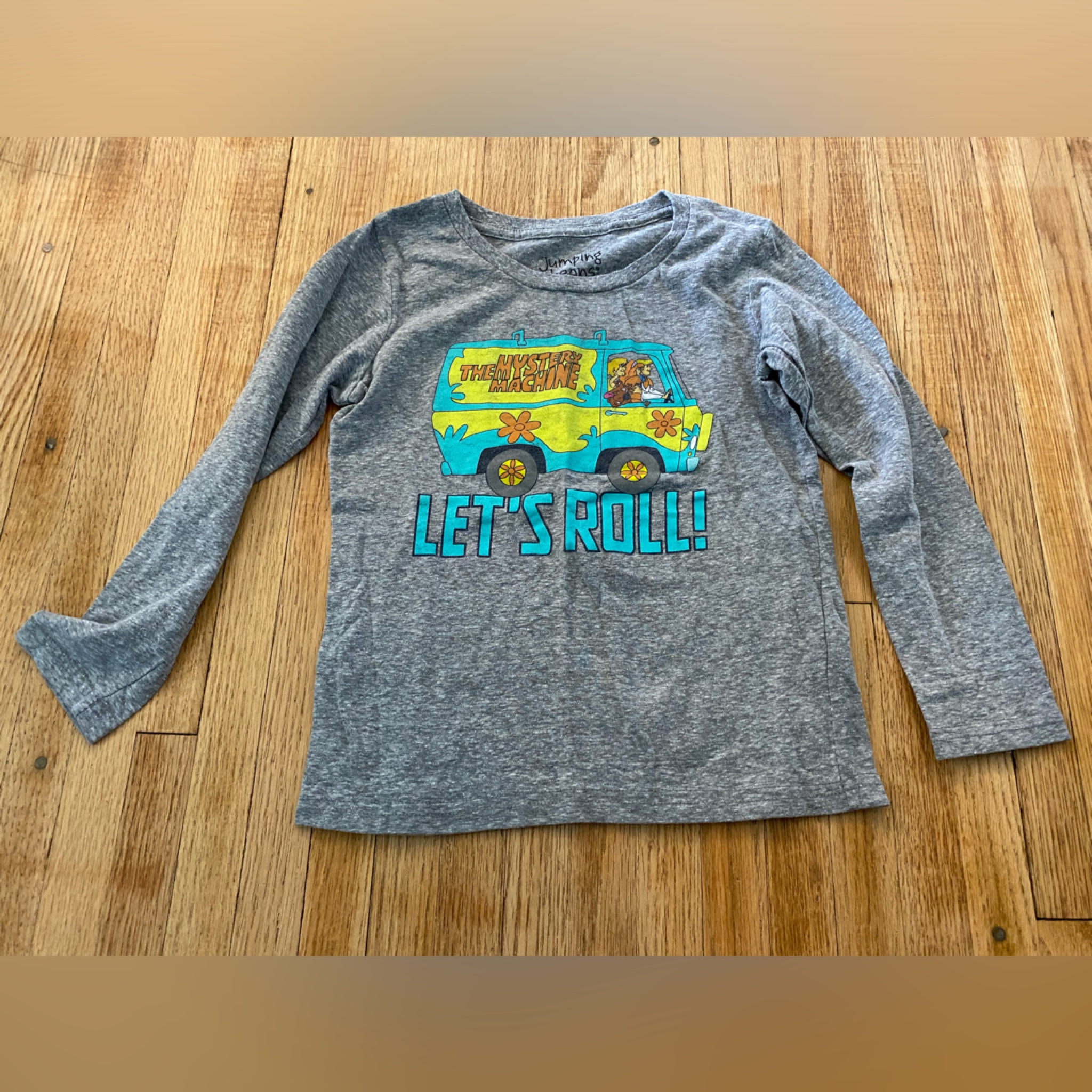 Jumping Beans 7 Boy Long Sleeve Tshirt Scooby Doo Let’s Roll Mystery Machine